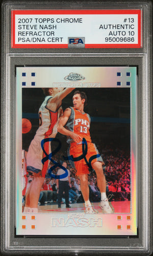 Steve Nash 2007 Topps Chrome Refractor Signed Card #13 Auto Graded PSA 10 298/999-Powers Sports Memorabilia
