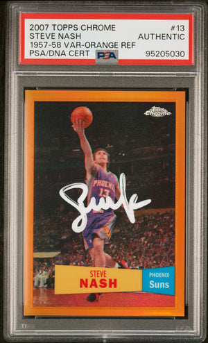 Steve Nash 2007 Topps Chrome Orange Refractor Signed Card #13 Auto PSA 99/199-Powers Sports Memorabilia