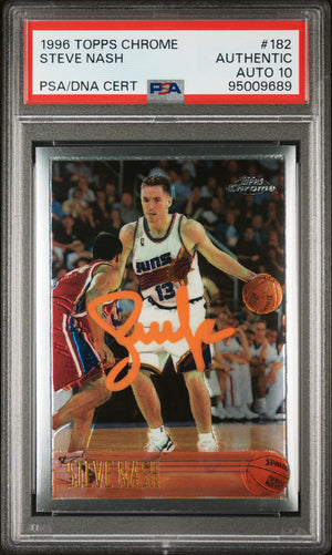 Steve Nash 1996 Topps Chrome Signed Rookie Card #182 Auto Graded PSA 10 95009689-Powers Sports Memorabilia