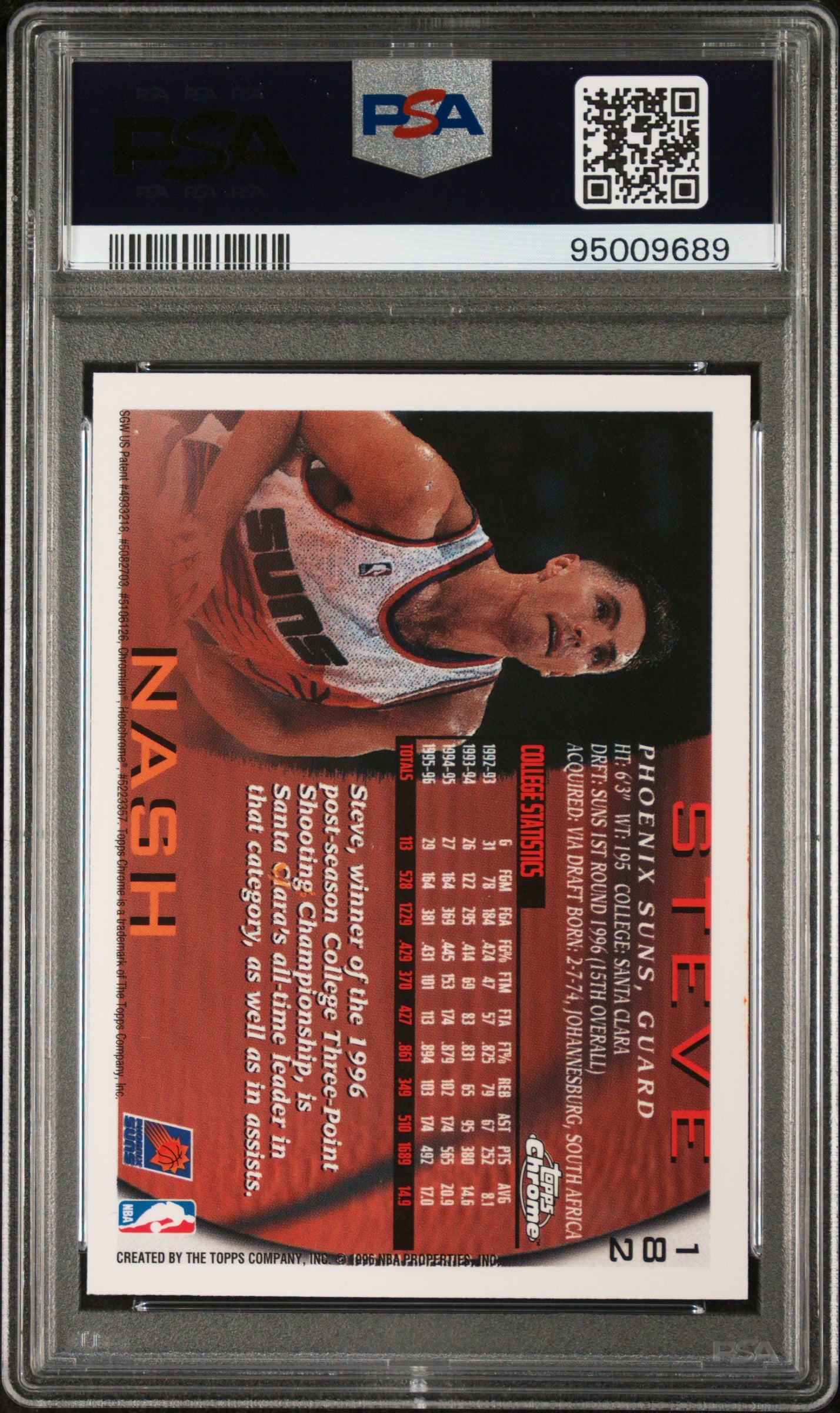 Steve Nash 1996 Topps Chrome Signed Rookie Card #182 Auto Graded PSA 10 95009689-Powers Sports Memorabilia