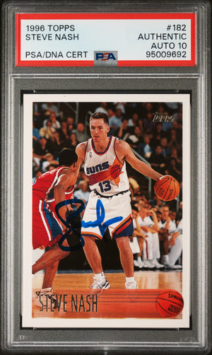 Steve Nash 1996 Topps Signed Rookie Card #182 Auto Graded PSA 10 95009692