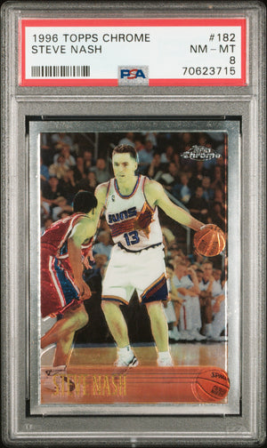 Steve Nash 1996 Topps Chrome Basketball Rookie Card #182 Graded PSA 8-Powers Sports Memorabilia