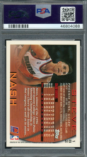 Steve Nash 1996 Topps Basketball Rookie Card RC #182 Graded PSA 8-Powers Sports Memorabilia