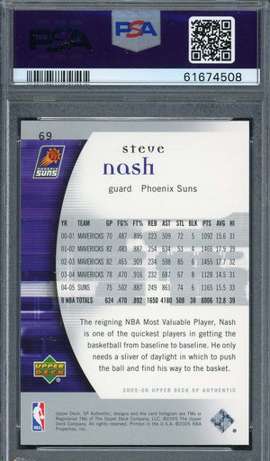 Steve Nash 2005 Upper Deck SP Authentic Basketball Card #69 Graded PSA 9-Powers Sports Memorabilia