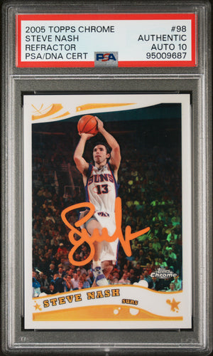 Steve Nash 2005 Topps Chrome Refractor Signed Card #98 Auto Graded PSA 10 205/999