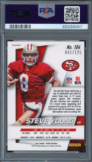 Steve Young 2014 Panini Red Power Prizm Signed Football Card #104 Auto PSA-Powers Sports Memorabilia