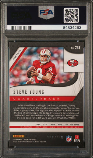 Steve Young 2019 Panini Prizm Red Wave Signed Card 248 Auto Graded PSA 8 106/149