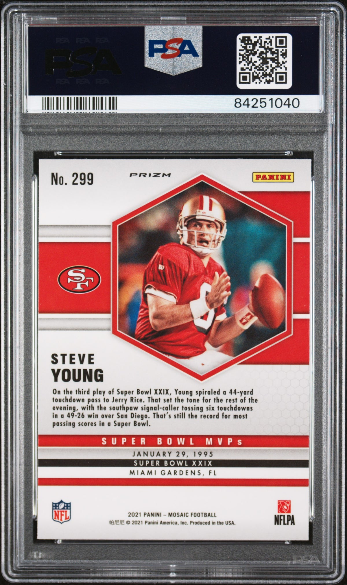Steve Young 2021 Panini Mosaic Reactive Yellow Football Card #299 Graded PSA 10-Powers Sports Memorabilia