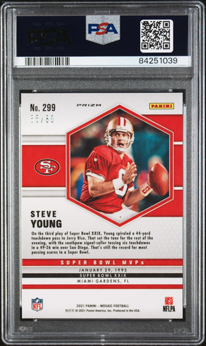 Steve Young 2021 Panini Mosaic Fusion Red Yellow Choice Card #299 PSA 9 65/80-Powers Sports Memorabilia