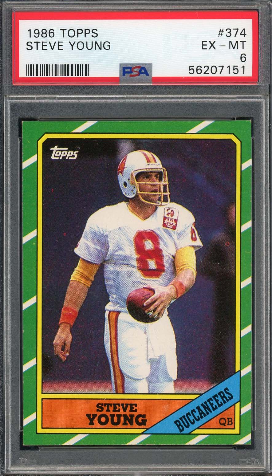 Steve Young 1986 Topps Football Rookie Card RC #374 Graded PSA 6-Powers Sports Memorabilia