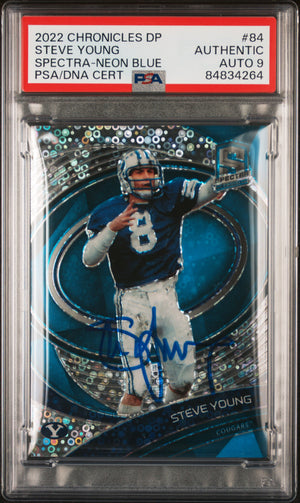 Steve Young 2022 Panini Chronicles Spectra Blue Signed Card #84 Auto PSA 9 52/99