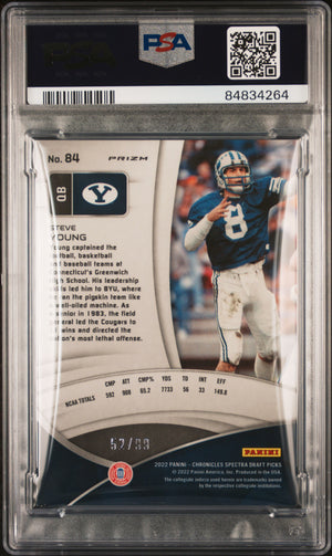 Steve Young 2022 Panini Chronicles Spectra Blue Signed Card #84 Auto PSA 9 52/99