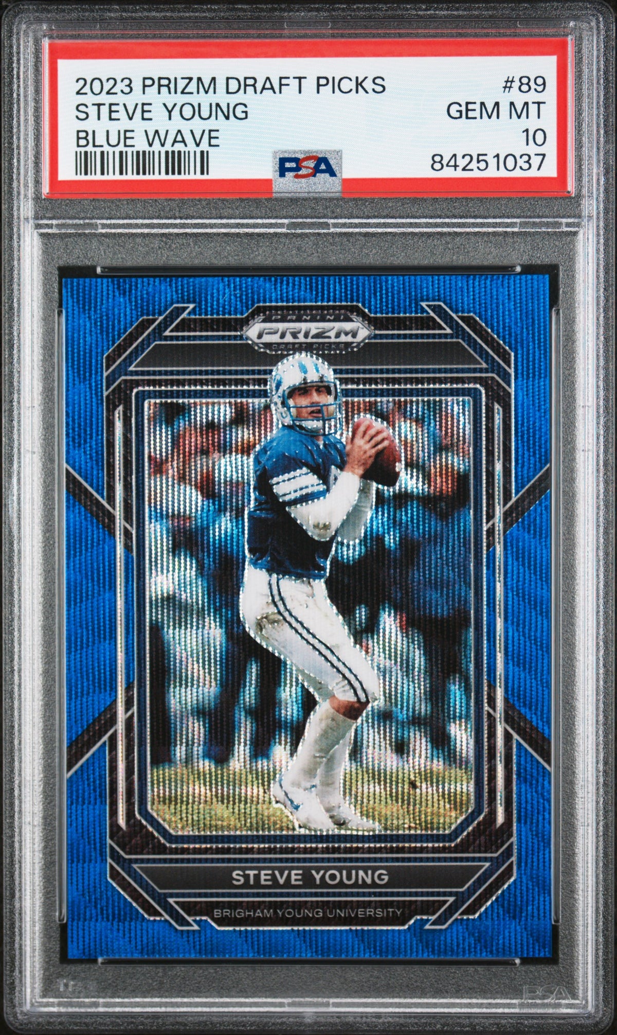 Steve Young 2023 Panini DP Blue Wave Prizm Football Card #89 Graded PSA 10-Powers Sports Memorabilia