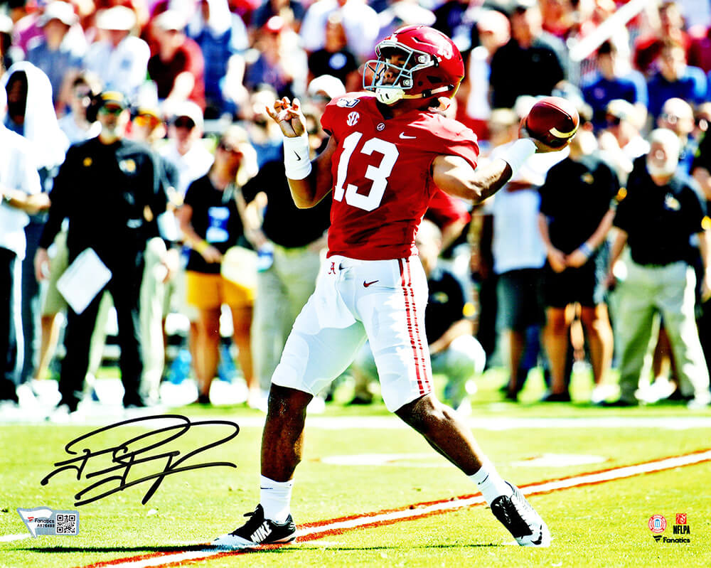Tua Tagovailoa Autographed Alabama Crimson Tide Passing Action 8x10 Photo-Powers Sports Memorabilia