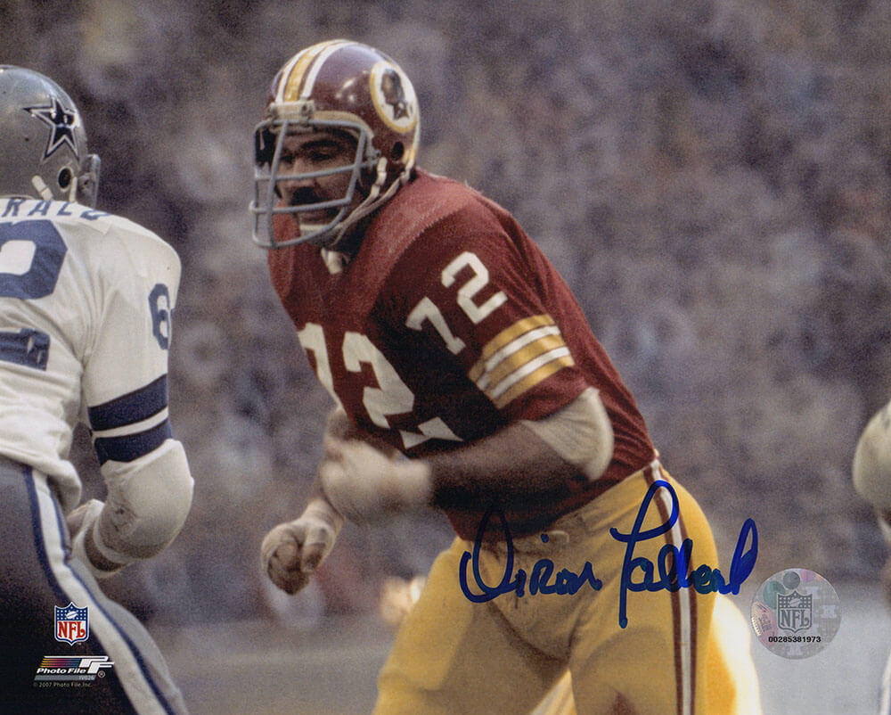 Diron Talbert Autographed Washington Football Team Red Jersey Action 8x10 Photo-Powers Sports Memorabilia