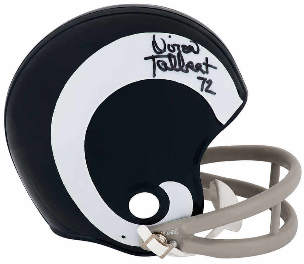 Diron Talbert Autographed Los Angeles Rams White Throwback 2-Bar Riddell (VSR4) Mini Helmet-Powers Sports Memorabilia