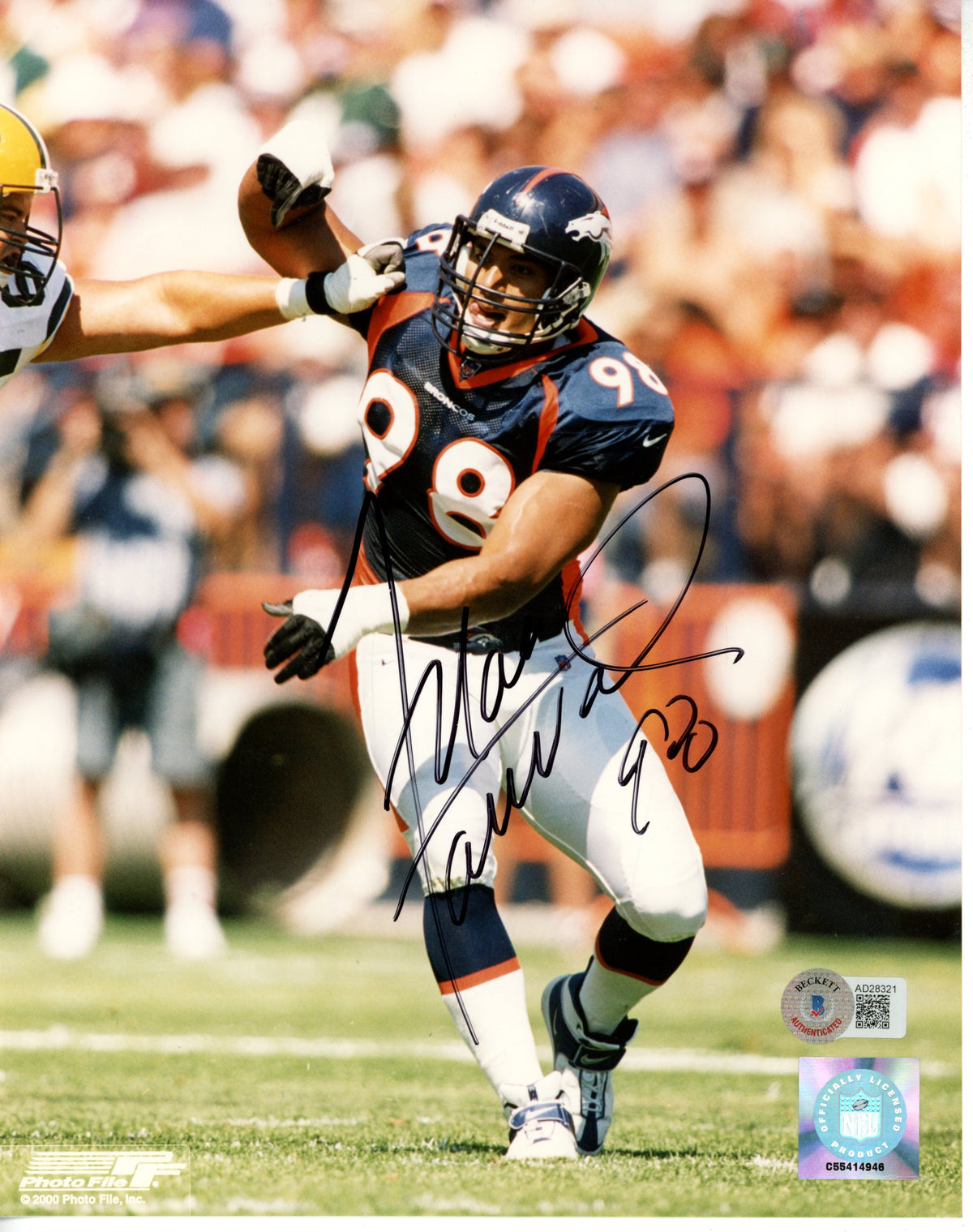 Maa Tanuvasa Denver Broncos Signed 8x10 Photo - Beckett Beckett-Powers Sports Memorabilia