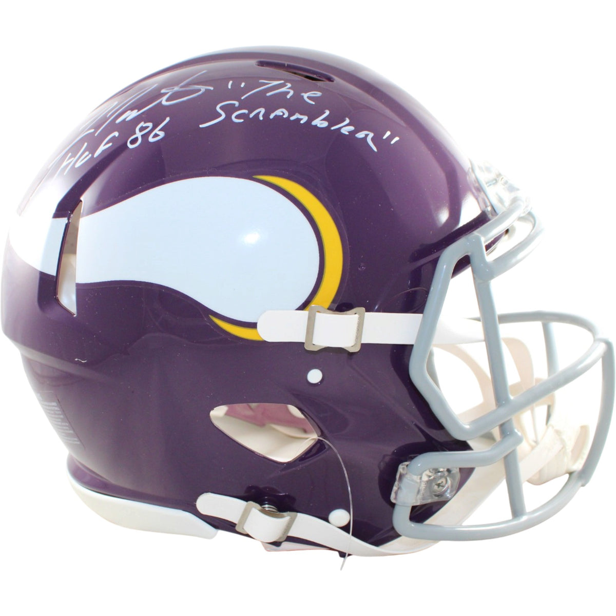 Fran Tarkenton Minnesota Vikings Signed Full Size Helmet - Pro 61-79 TB 2 insc Beckett-Powers Sports Memorabilia
