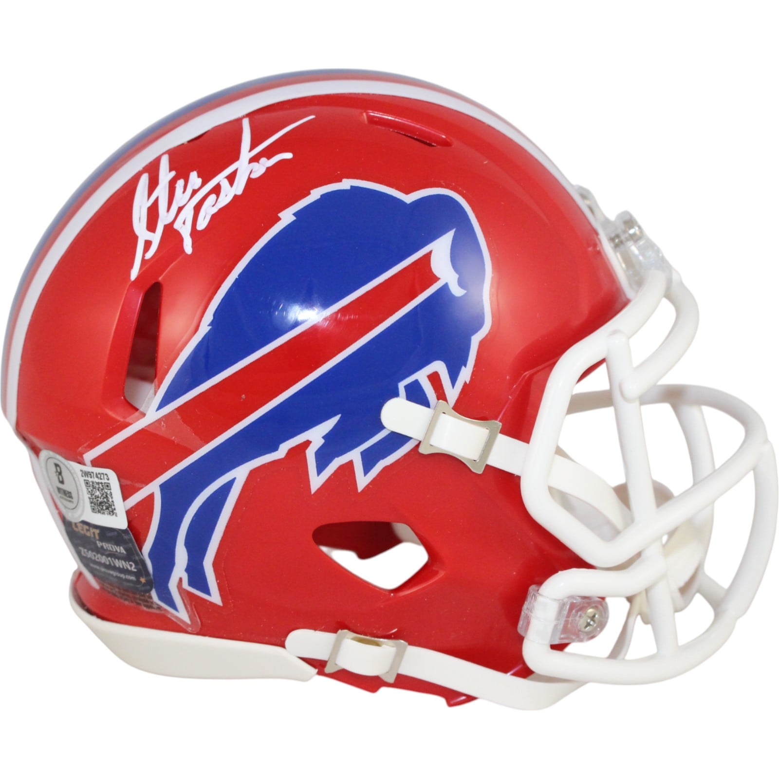 Steve Tasker Signed Buffalo Bills Mini Helmet TB – Beckett Witness Authenticated-Powers Sports Memorabilia