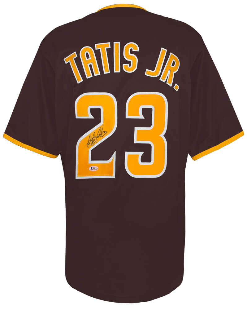 Fernando Tatis Jr. Autographed Brown Custom Baseball Jersey Beckett-Powers Sports Memorabilia