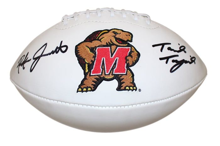 Taulia Tagovailoa & Rakim Jarrett Signed Maryland Terrapins Logo Football – Beckett Authenticated-Powers Sports Memorabilia