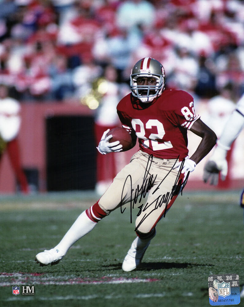 John Taylor Autographed San Francisco 49ers Running With Ball Action 8×10 Photo-Powers Sports Memorabilia