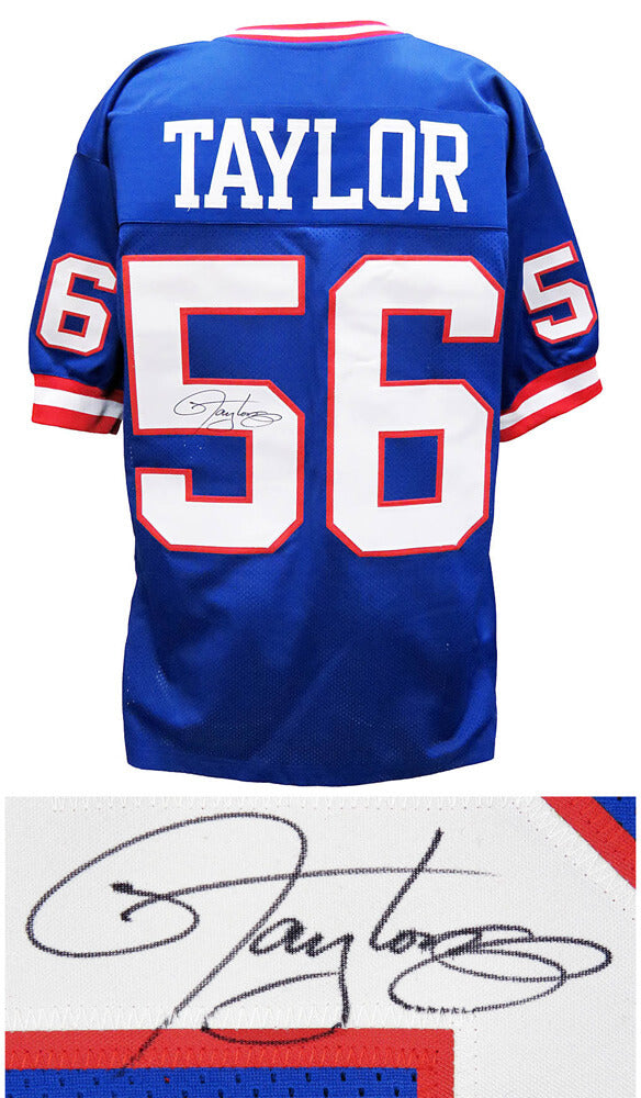 Lawrence Taylor Autographed Blue Custom Football Jersey-Powers Sports Memorabilia