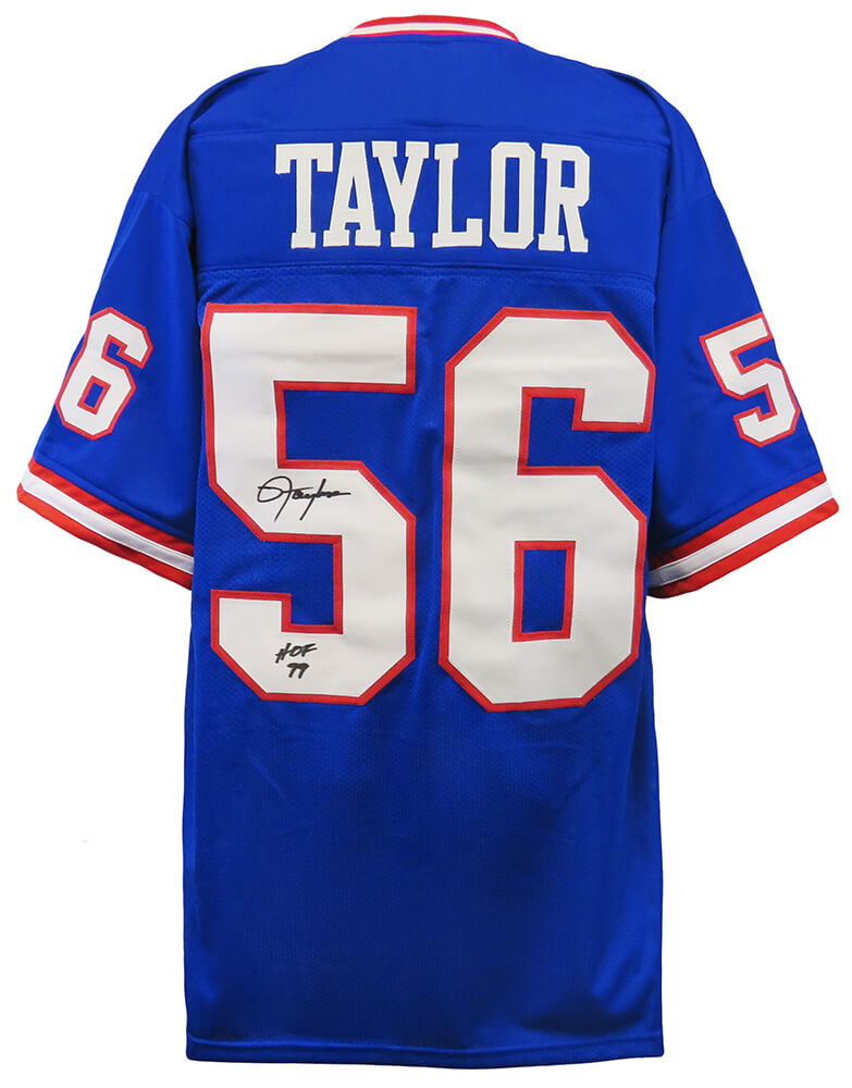Lawrence Taylor Autographed Blue T/B Custom Football Jersey with HOF'99-Powers Sports Memorabilia