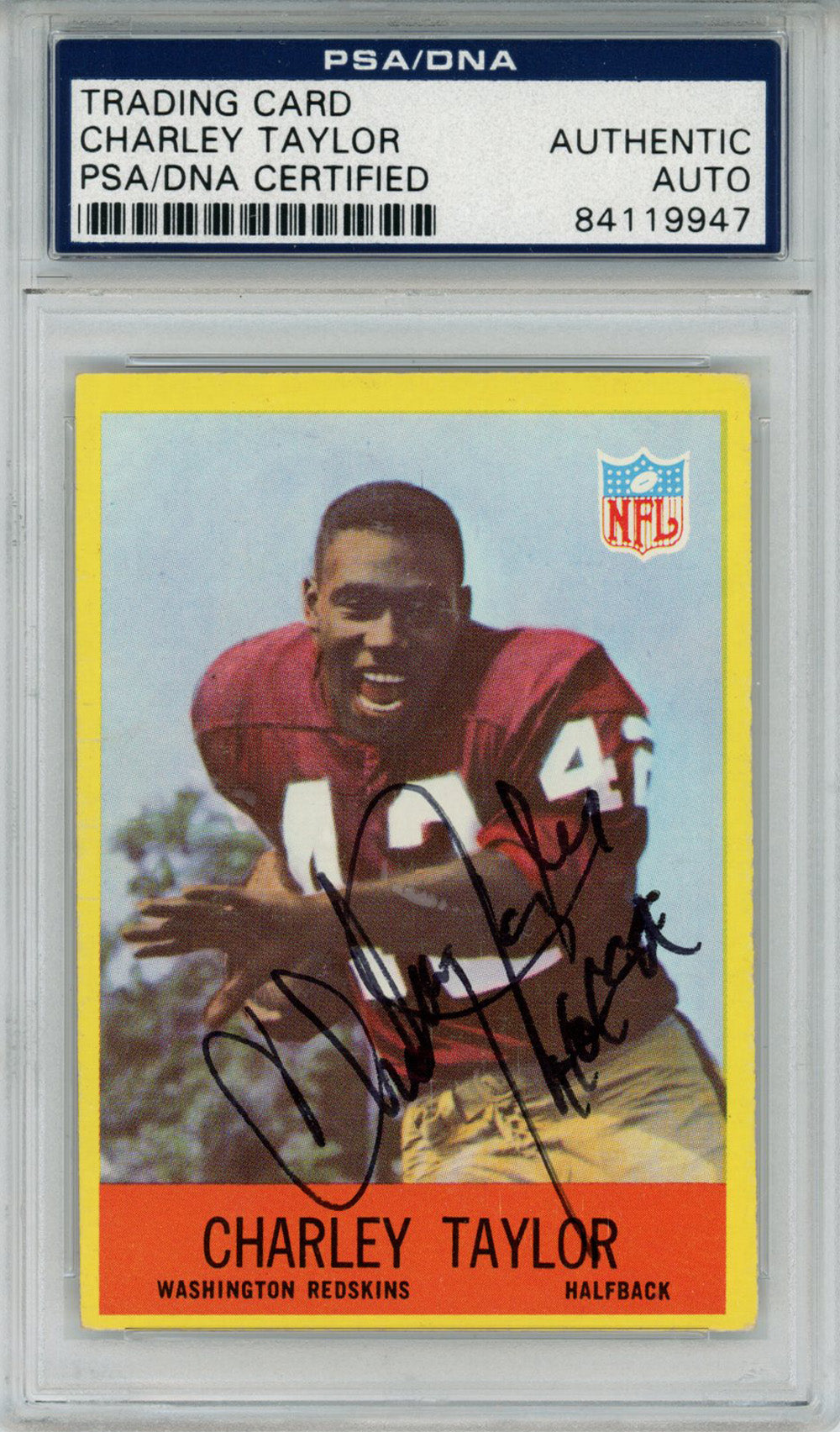 Charley Taylor Washington Redskins Signed Card - 1967 Philadelphia #190 HOF PSA Slab PSA-Powers Sports Memorabilia