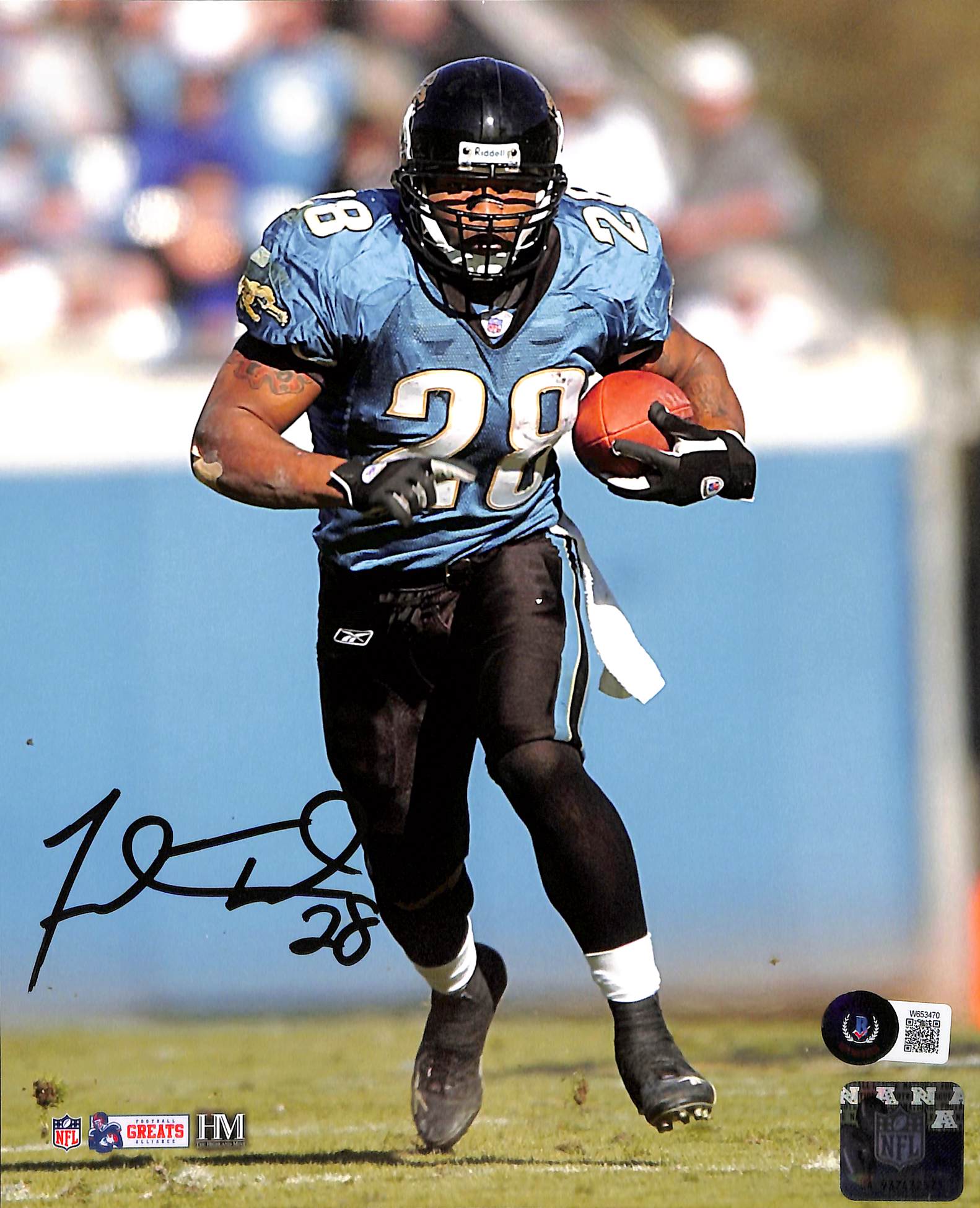Fred Taylor Signed Jacksonville Jaguars 8x10 Photo – Beckett Authenticated-Powers Sports Memorabilia
