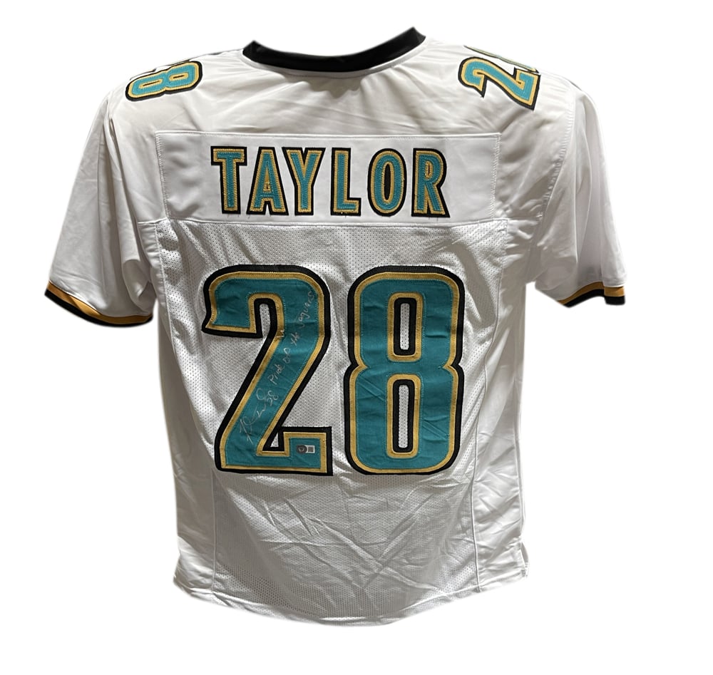 Fred Taylor Pro Style Signed Jersey Teal Inscription. – Beckett Authenticated-Powers Sports Memorabilia
