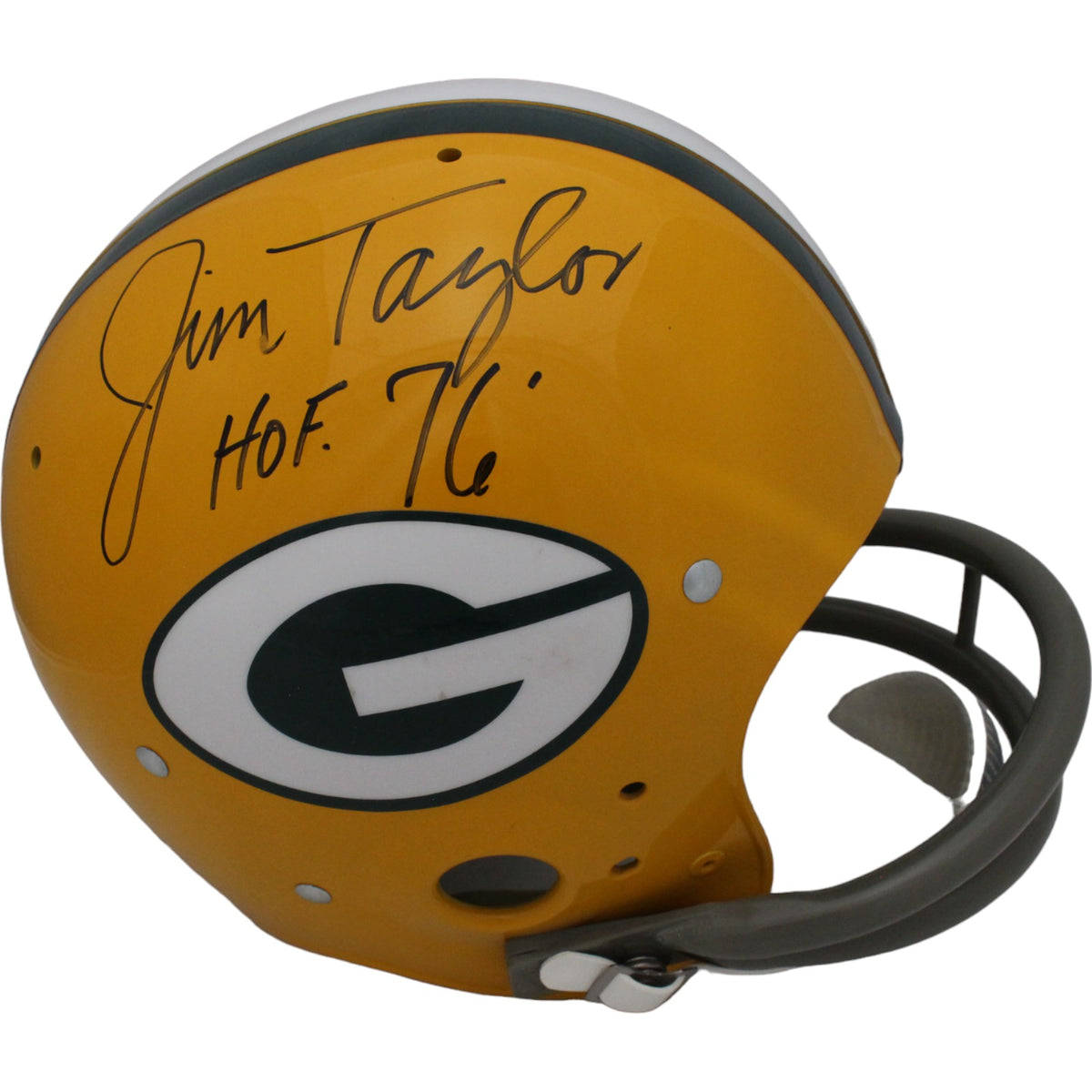 Jim Taylor Green Bay Packers Signed Full Size Helmet - TK HOF JSA JSA-Powers Sports Memorabilia