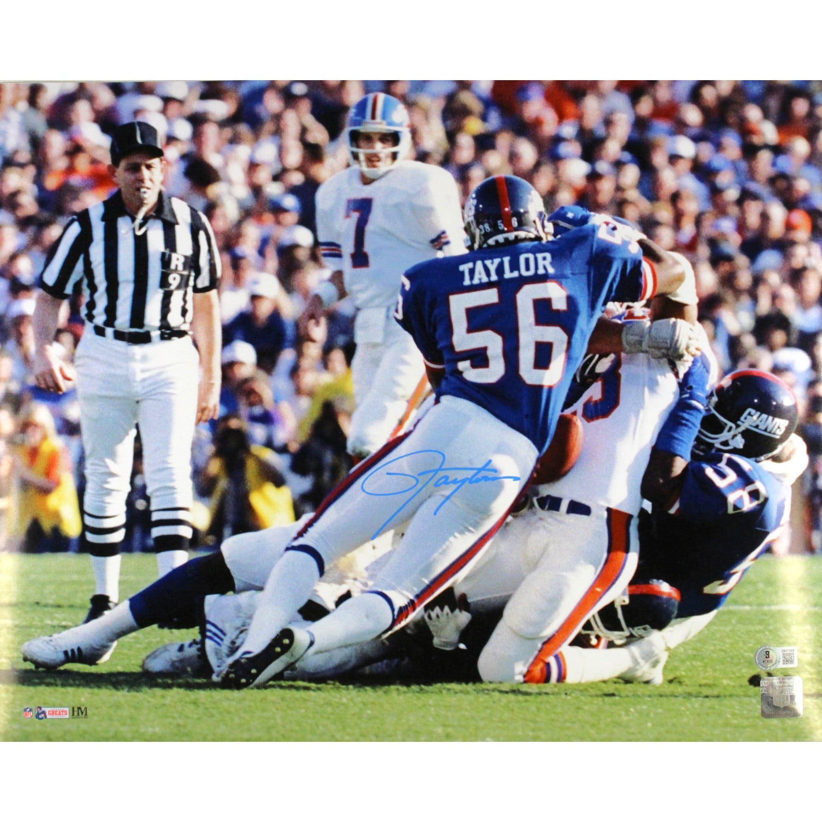 Lawrence Taylor Signed New York Giants 16x20 Photo Beckett Witness-Powers Sports Memorabilia