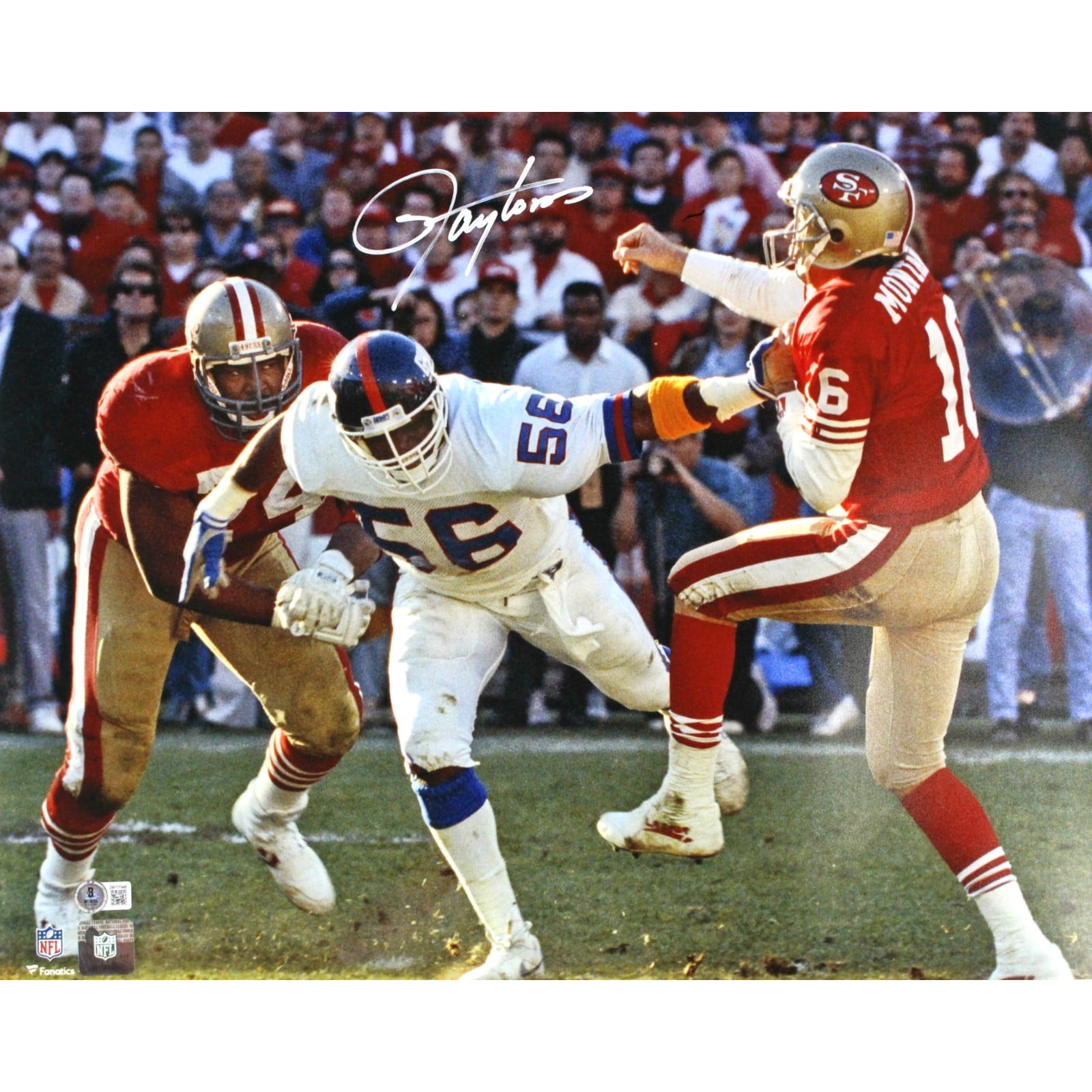 Lawrence Taylor Autographed New York Giants 16x20 Photo Beckett Witness-Powers Sports Memorabilia