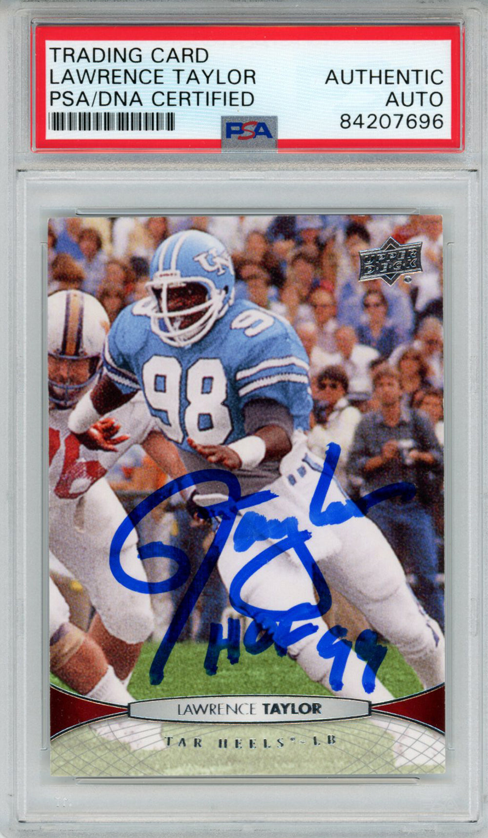 Lawrence Taylor North Carolina Tarheels Signed Card - 2012 Upper Deck #33 PSA Slab PSA-Powers Sports Memorabilia