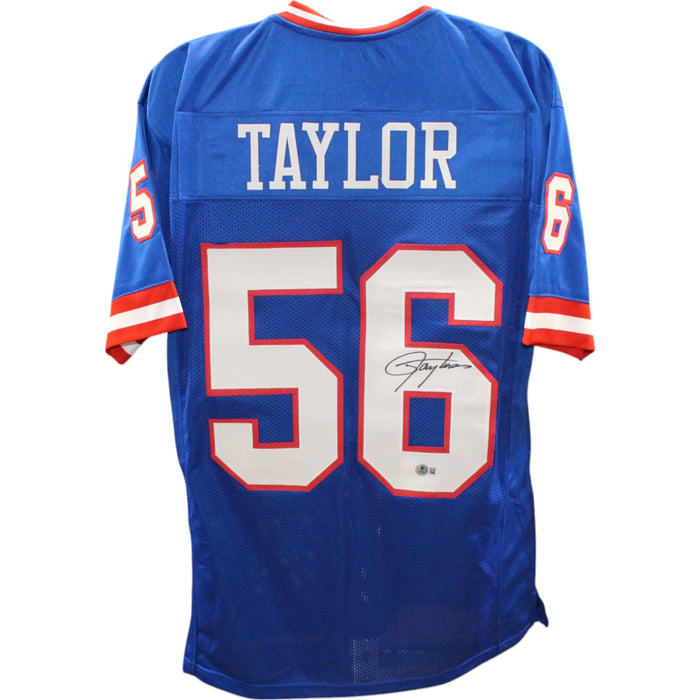 Lawrence Taylor Signed Pro Style XL Blue Jersey – Beckett Witness Authenticated-Powers Sports Memorabilia
