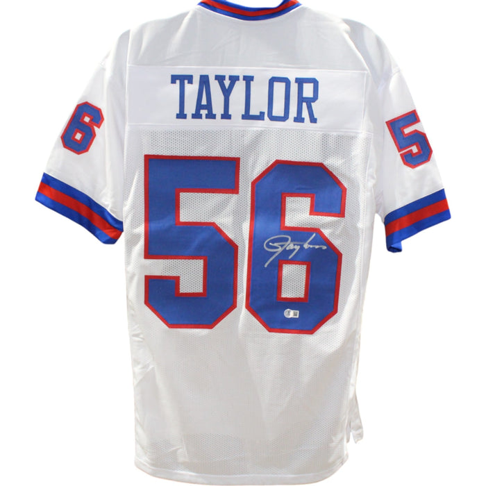 Lawrence Taylor Signed Pro Style XL White Jersey – Beckett Witness Authenticated-Powers Sports Memorabilia