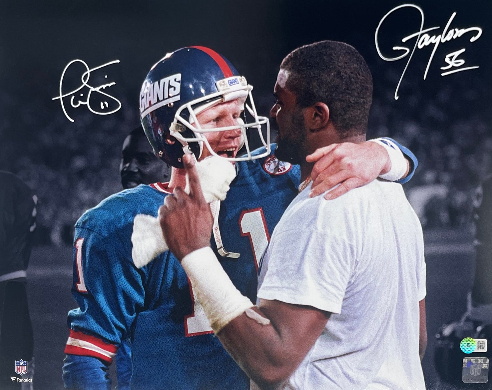Lawrence Taylor Phil Simms Signed New York Giants 16x20 Photo – Beckett Authenticated-Powers Sports Memorabilia
