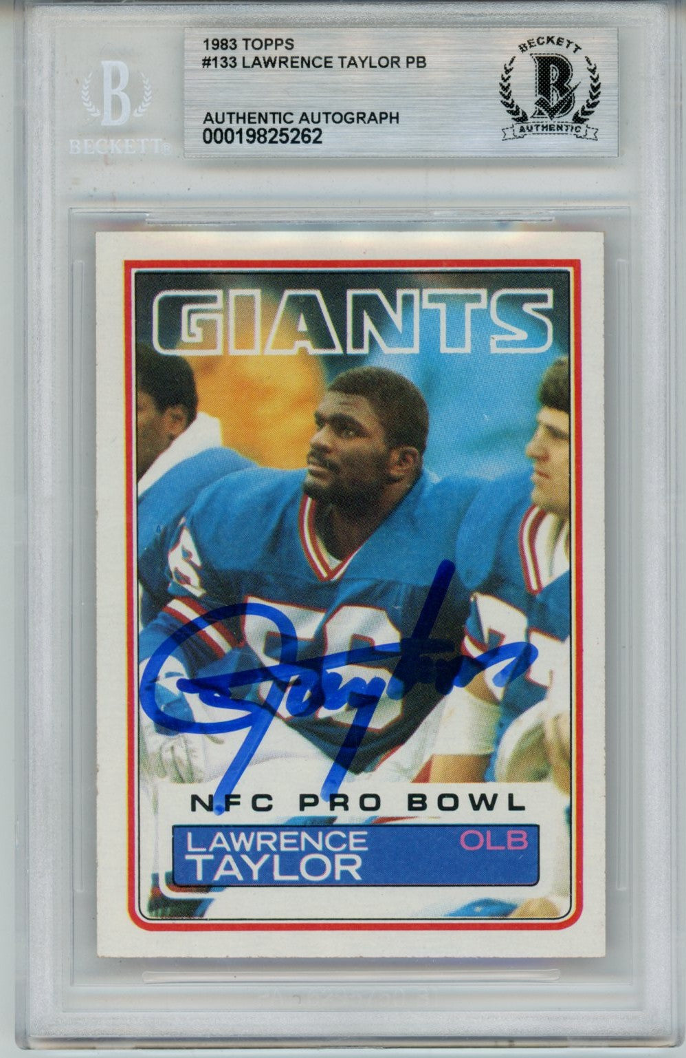 Lawrence Taylor 1983 Topps #133 Trading Signed Card Slab-Powers Sports Memorabilia