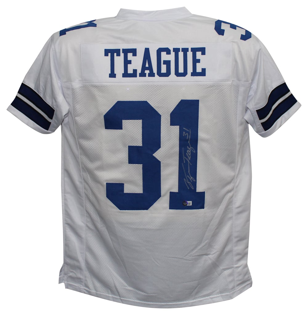 George Teague Signed Pro Style White XL Jersey – Beckett Authenticated-Powers Sports Memorabilia