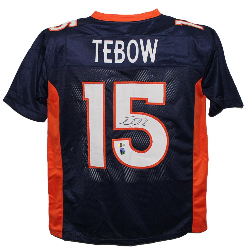 Tim Tebow Signed Pro Style Blue XL Jersey – Beckett Authenticated-Powers Sports Memorabilia