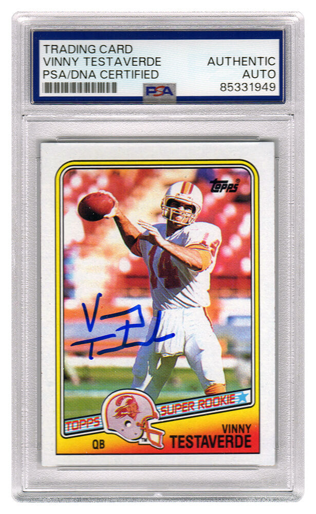 Vinny Testaverde Autographed Buccaneers 1988 Topps Rookie Football Card #352 - (PSA/DNA Encapsulated)-Powers Sports Memorabilia
