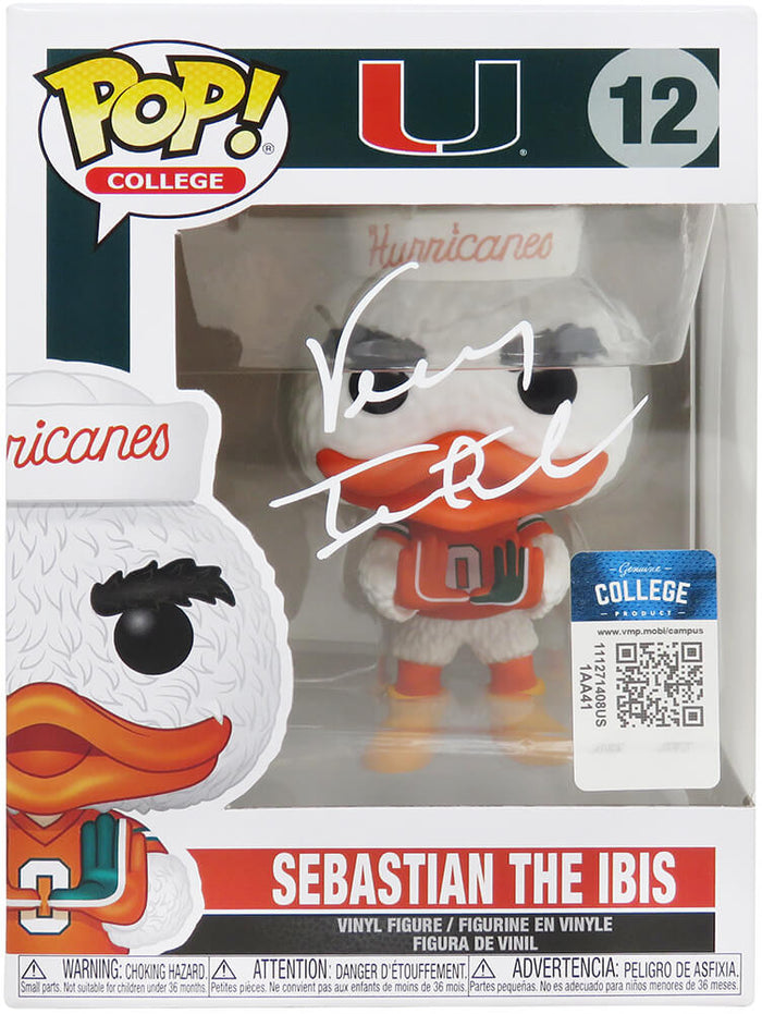 Vinny Testaverde Autographed Miami Hurricanes NCAA Mascot Funko Pop Doll #12-Powers Sports Memorabilia