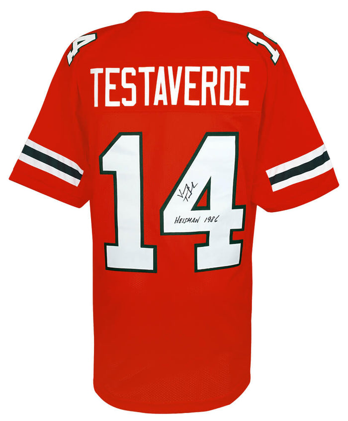 Vinny Testaverde Autographed Orange Throwback Custom College Football Jersey with Heisman 1986-Powers Sports Memorabilia