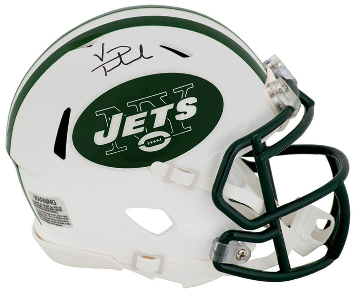 Vinny Testaverde Autographed New York Jets White Throwback Riddell Speed Mini Helmet-Powers Sports Memorabilia