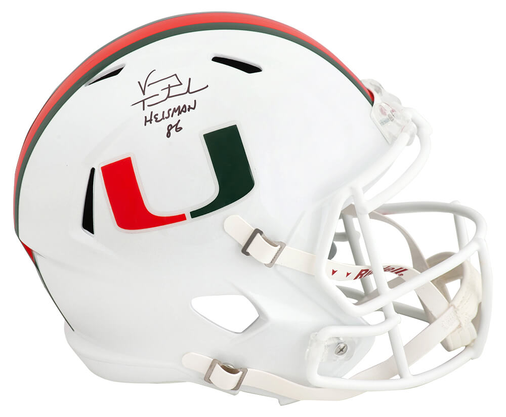 Vinny Testaverde Miami Hurricanes Autographed Full Size Riddell Replica Helmet
