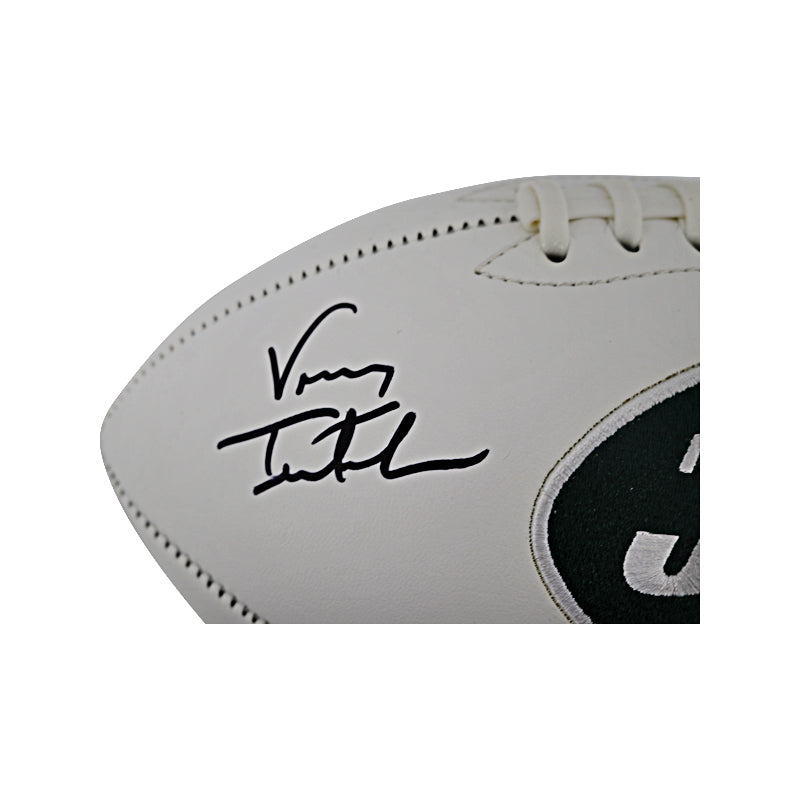 Vinny Testaverde New York Jets Signed Jets Logo White Panel Football-Powers Sports Memorabilia
