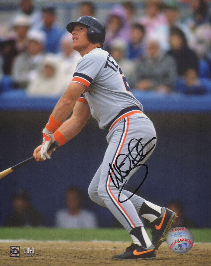 Mickey Tettleton Autographed Detroit Tigers Hitting Action 8x10 Photo-Powers Sports Memorabilia