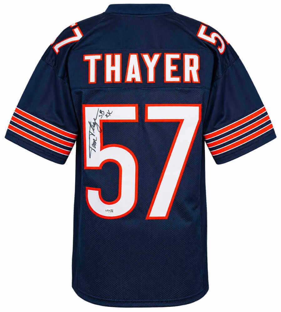 Tom Thayer Autographed Navy Custom Football Jersey w/ SB XX JSA-Powers Sports Memorabilia