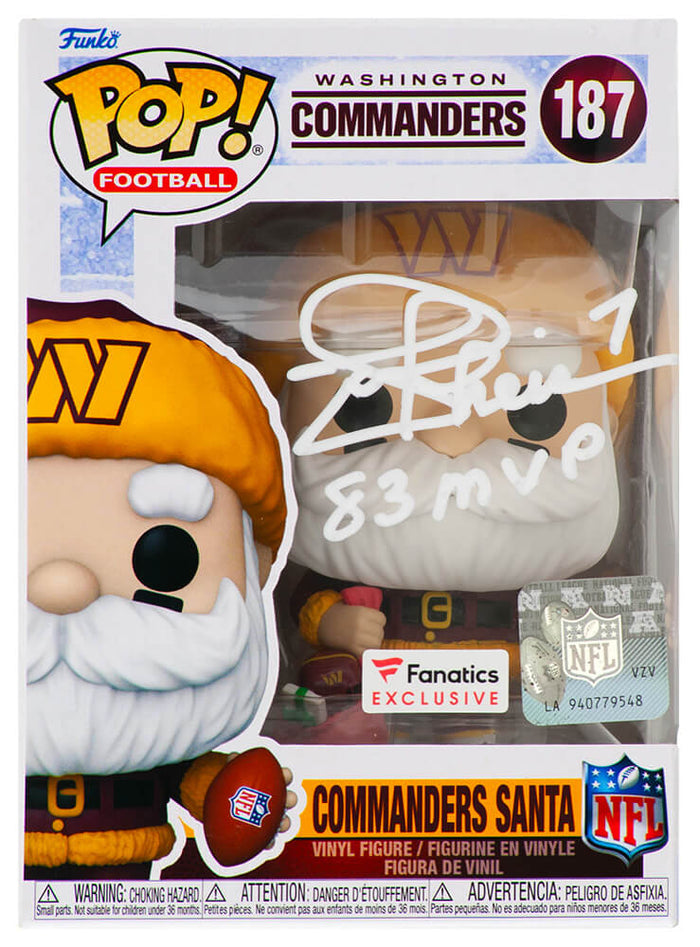 Joe Theismann Washington Commanders Autographed SANTA Funko Pop #187-Powers Sports Memorabilia